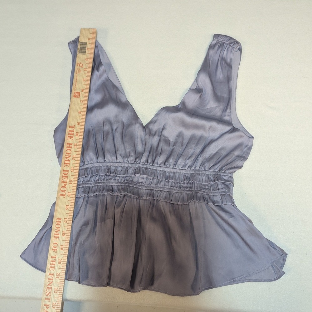 Storia Peplum Top Women Medium Lavender Grey Excellent Smocked Open Back - Picture 8 of 10